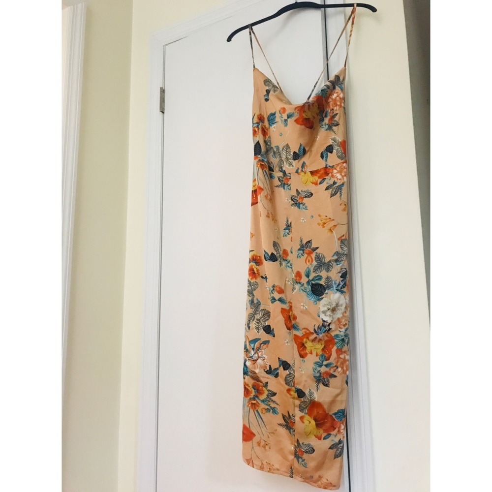 Boohoo Satin Cowl-Neck Midi Dress